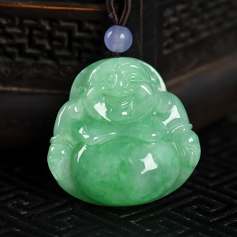 缅甸翡翠弥勒佛吊坠-红掌柜