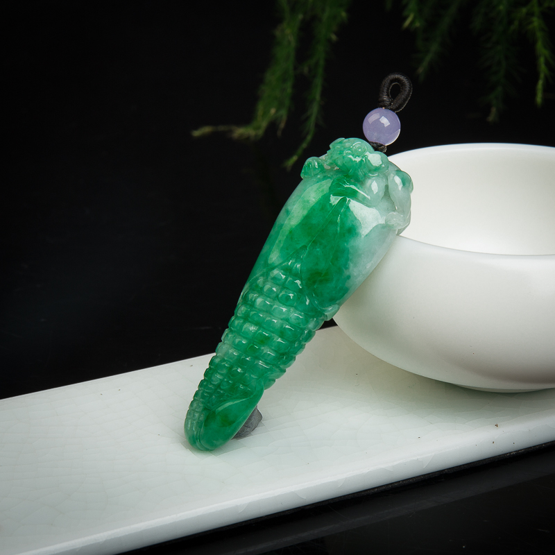 天然飘翠翡翠多子多福吊坠-红掌柜