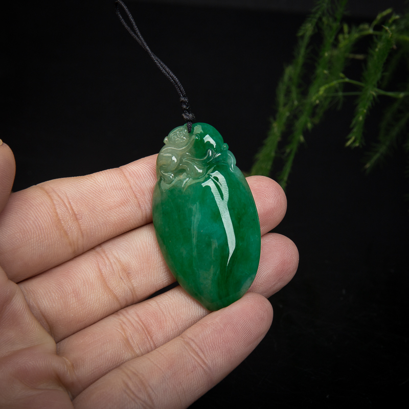 缅甸翡翠福寿吊坠-红掌柜