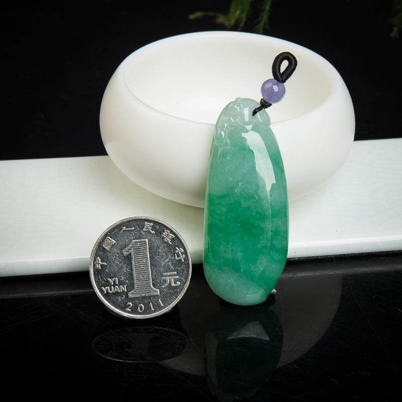 缅甸天然翡翠福瓜吊坠-红掌柜