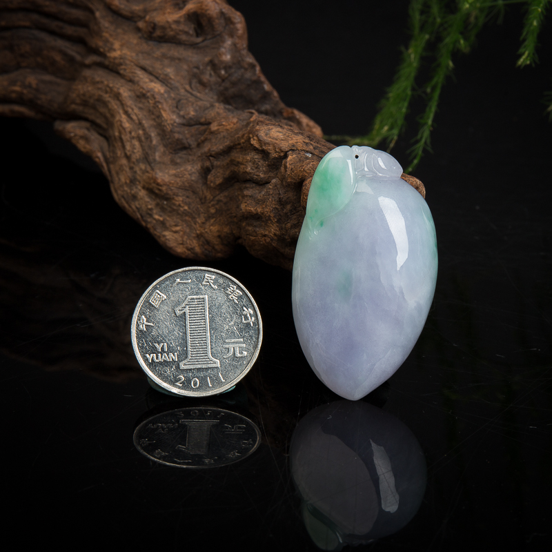 缅甸天然翡翠福瓜吊坠-红掌柜