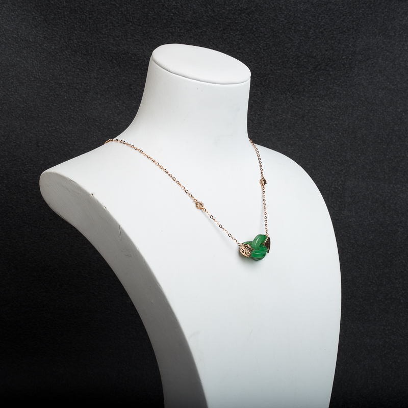 18k天然缅甸糯种翡翠平安扣项链-红掌柜