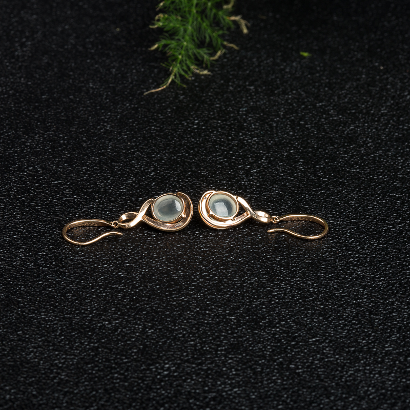 18k缅甸糯冰种翡翠耳坠-红掌柜