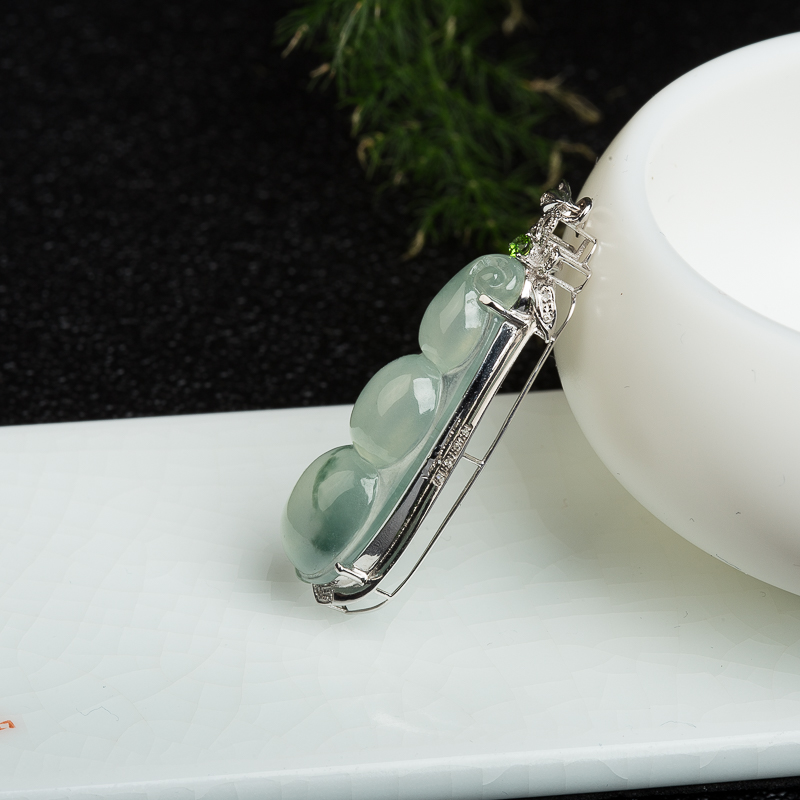 18k天然缅甸飘花翡翠连中三元吊坠-红掌柜