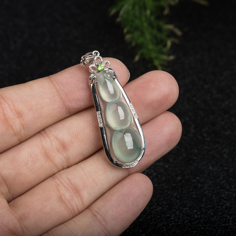 天然缅甸糯冰种飘花翡翠连中三元吊坠-红掌柜