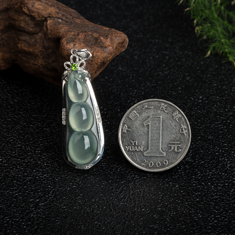 18k天然缅甸糯冰种飘花翡翠连中三元吊坠-红掌柜