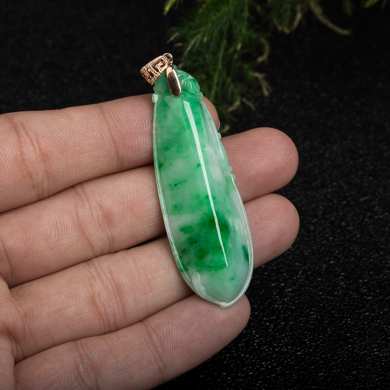 天然缅甸糯种飘翠翡翠福瓜吊坠-红掌柜