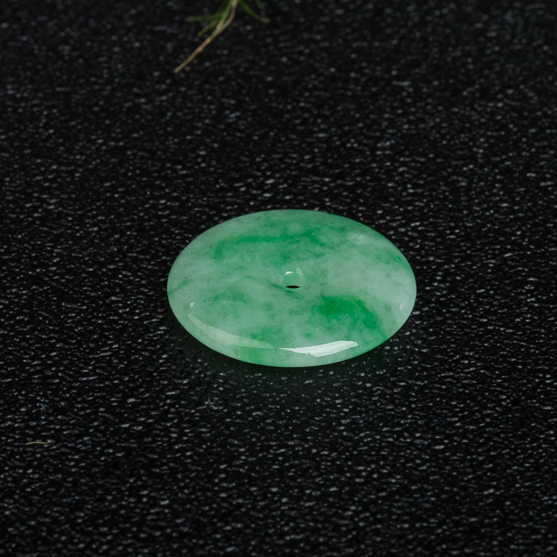 天然豆种豆绿翡翠平安扣吊坠-红掌柜