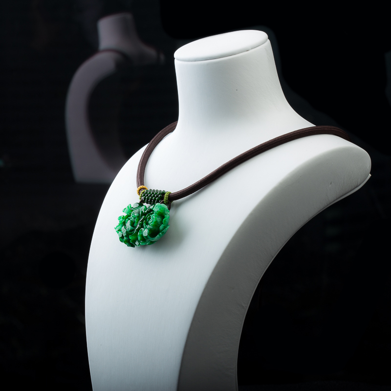 天然深绿翡翠花开富贵吊坠-红掌柜