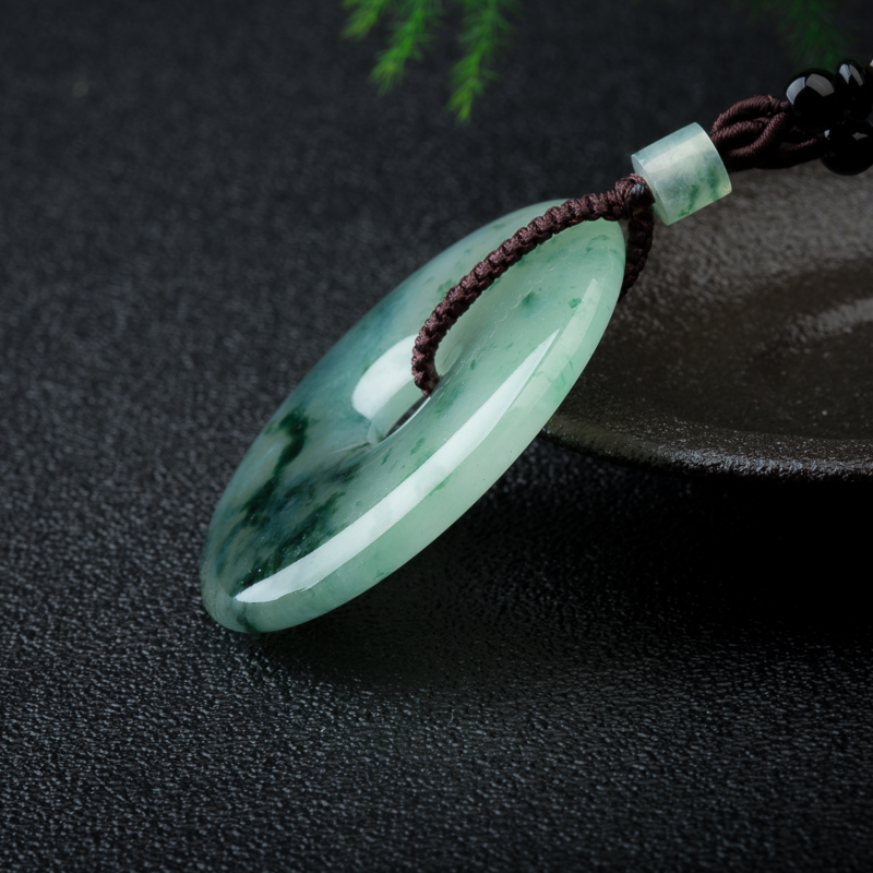 天然缅甸糯冰种飘花翡翠吊坠-红掌柜