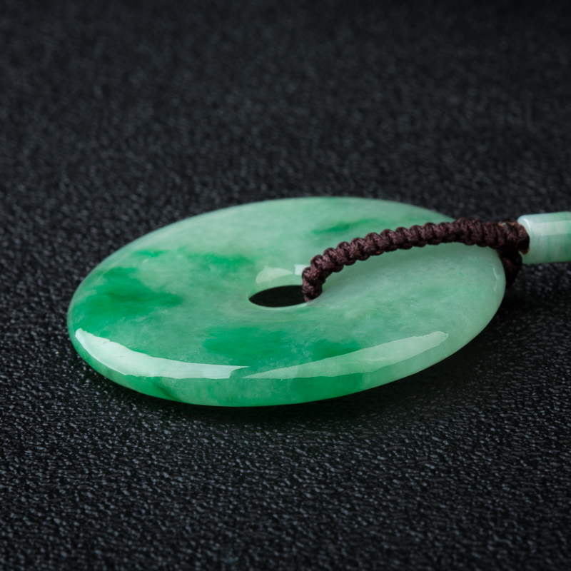 天然缅甸糯种翡翠平安扣吊坠-红掌柜