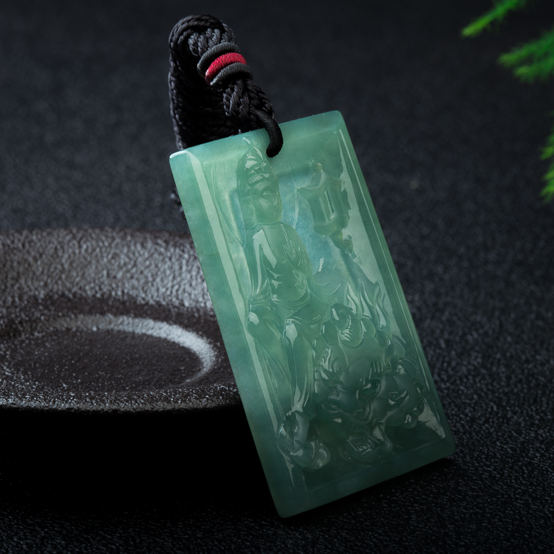 糯冰种深绿翡翠地藏菩萨吊坠-红掌柜