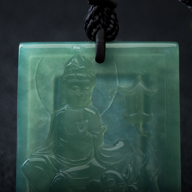 天然缅甸深绿翡翠地藏菩萨吊坠-红掌柜