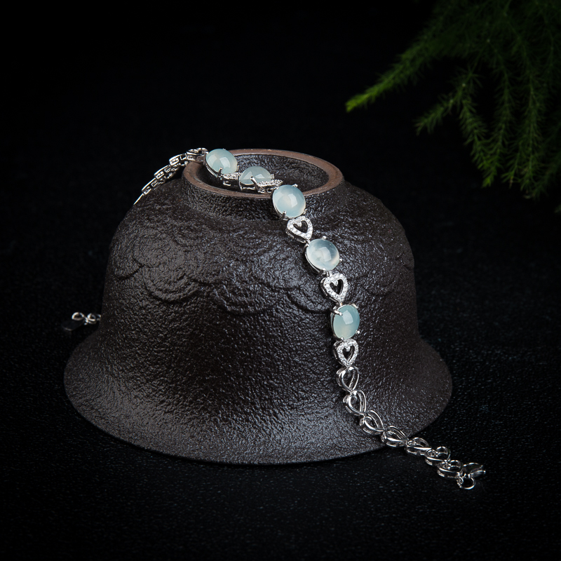 糯冰种晴水翡翠手链-红掌柜