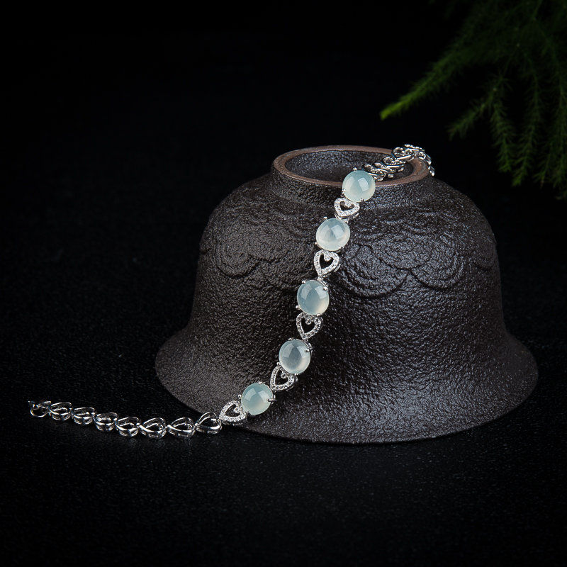 银镶晴水翡翠手链-红掌柜