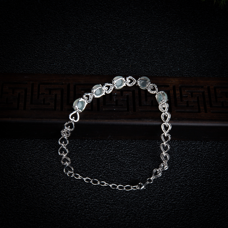 银镶糯冰种翡翠手链-红掌柜