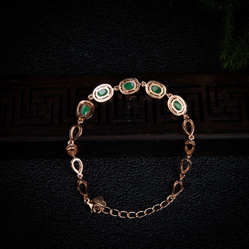 翠绿翡翠手链-红掌柜