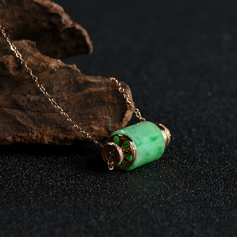 糯种飘翠翡翠路路通项链-红掌柜