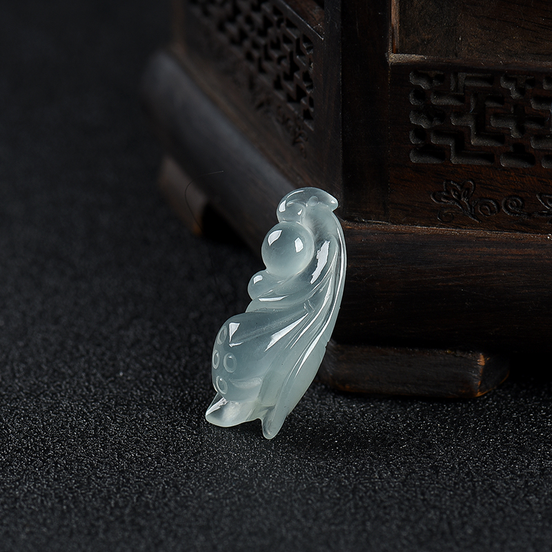 糯冰种翡翠莲蓬吊坠-红掌柜