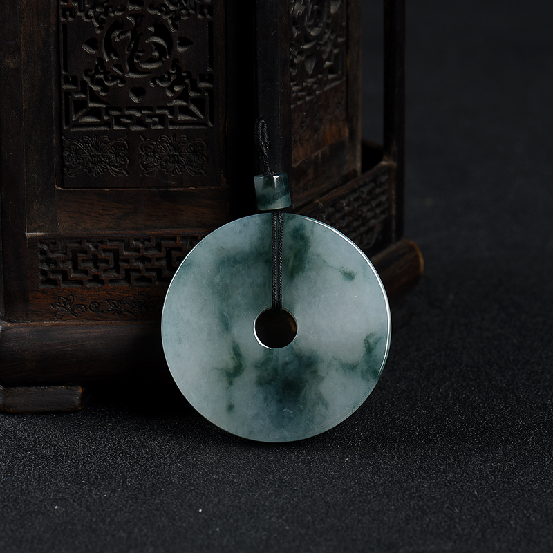 糯种飘花翡翠平安扣吊坠-红掌柜