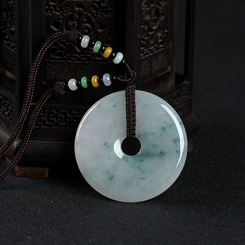 糯种飘花翡翠平安扣吊坠-红掌柜