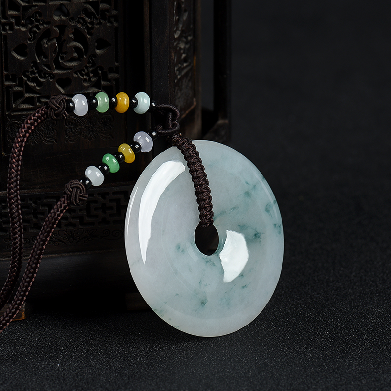 飘花翡翠平安扣吊坠-红掌柜