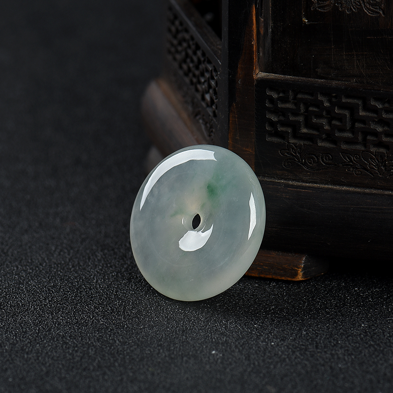 糯冰种翡翠平安扣吊坠-红掌柜