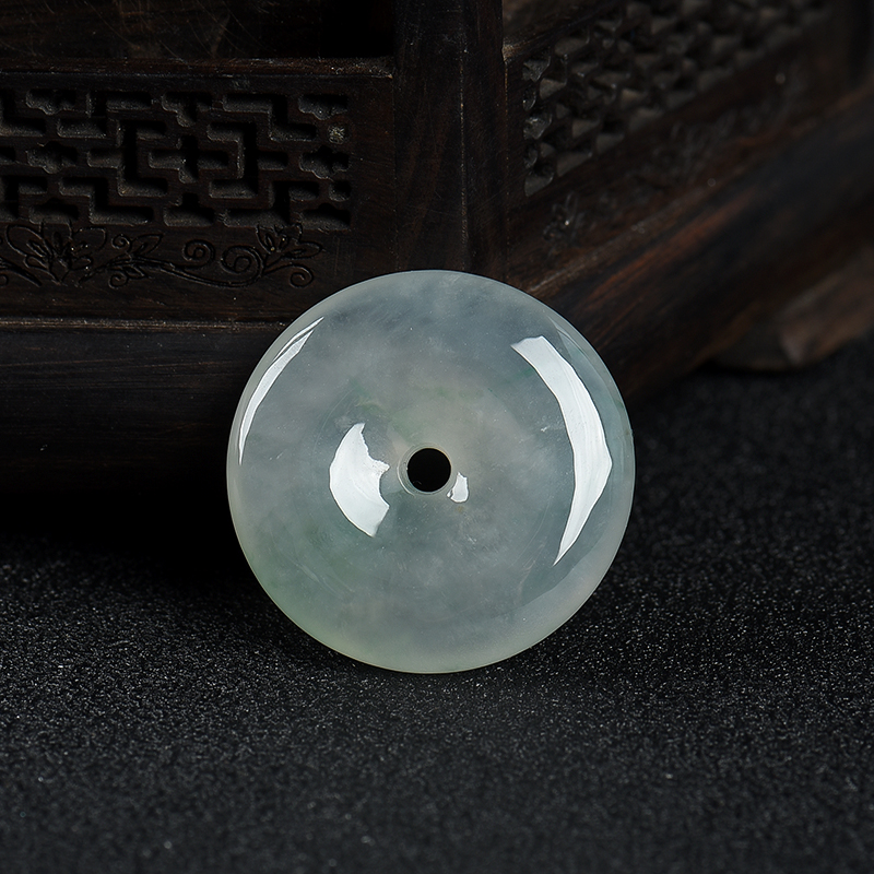 糯冰种飘花翡翠平安扣-红掌柜
