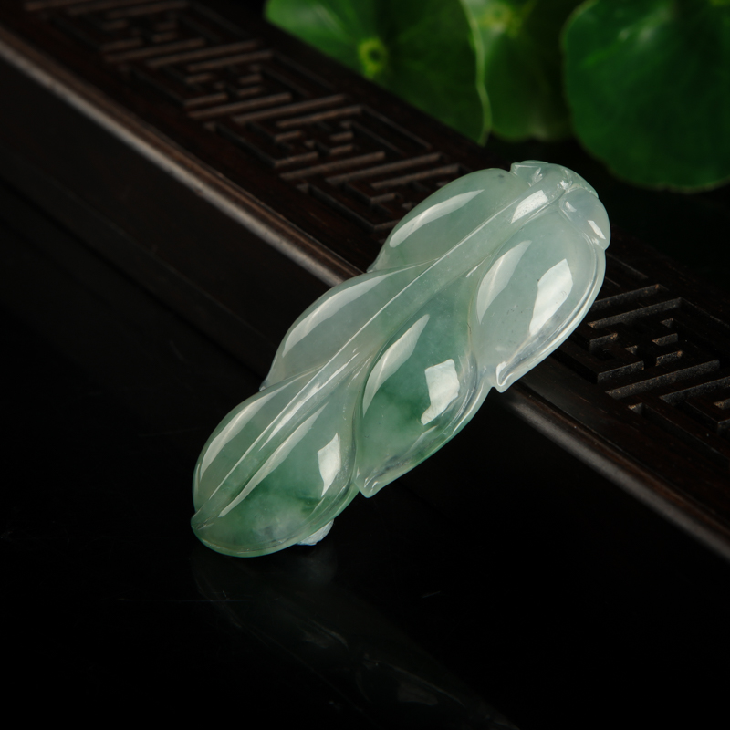 缅甸糯种飘花翡翠金枝玉叶吊坠-红掌柜