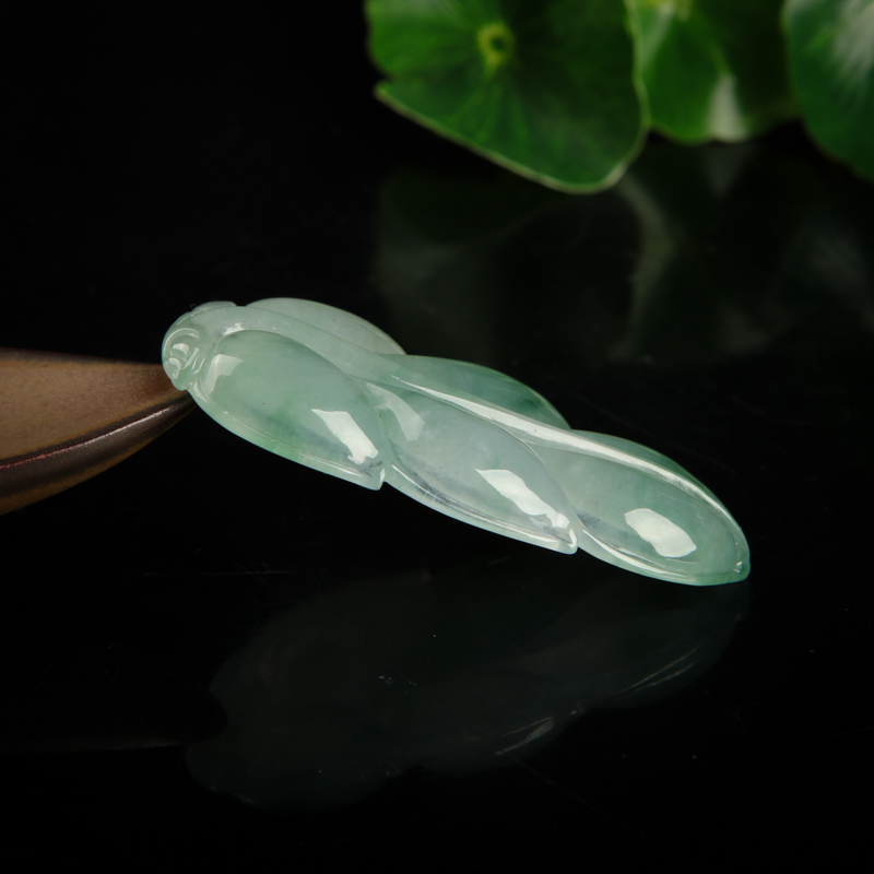 天然翡翠金枝玉叶吊坠-红掌柜