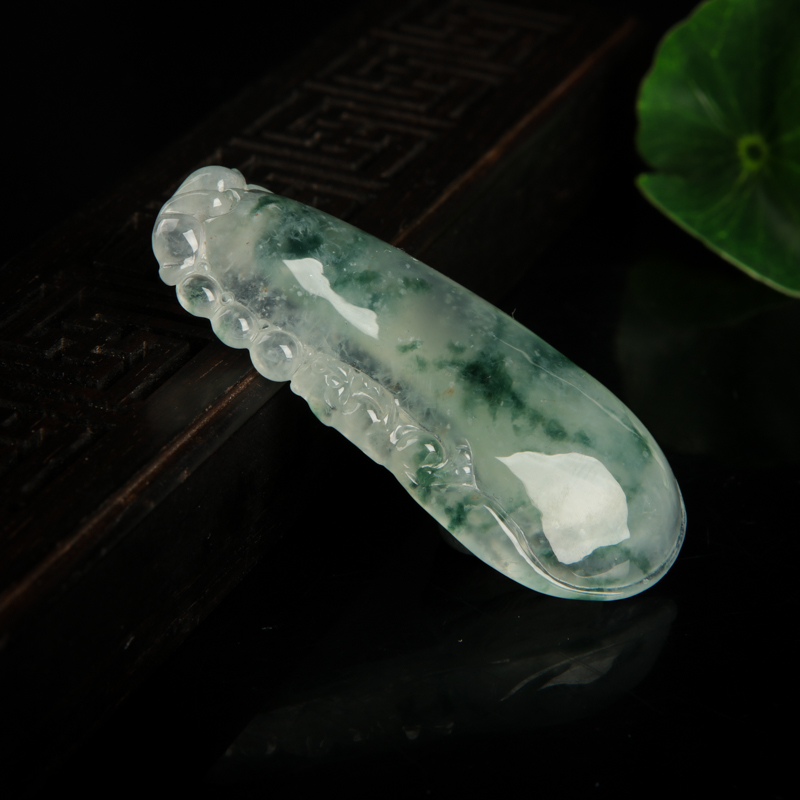 天然糯冰种飘花翡翠福瓜吊坠-红掌柜
