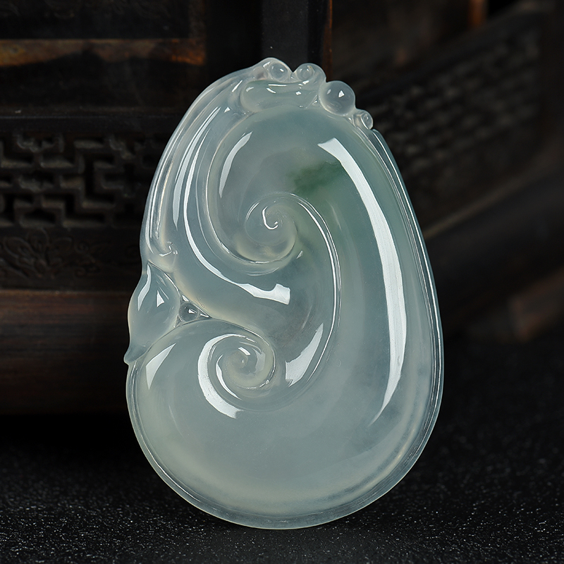 缅甸天然糯种飘花翡翠吊坠-红掌柜