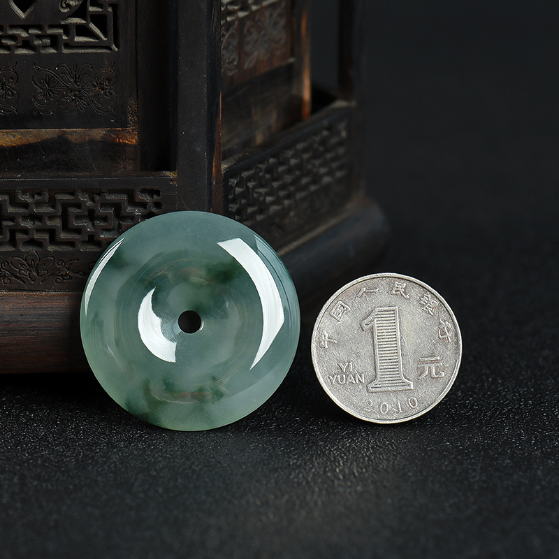 糯冰种翡翠平安扣吊坠-红掌柜