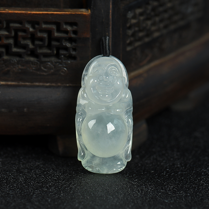 糯冰种翡翠逍遥佛吊坠-红掌柜