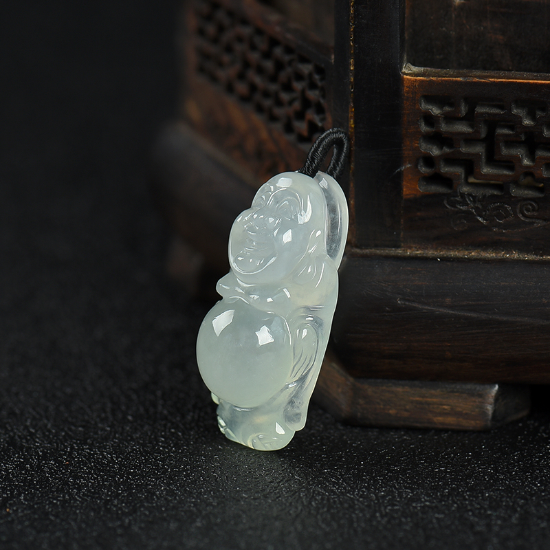 缅甸糯冰种翡翠逍遥佛吊坠-红掌柜