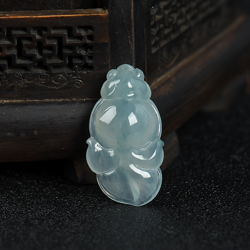 糯冰种飘花翡翠金玉满堂吊坠-红掌柜