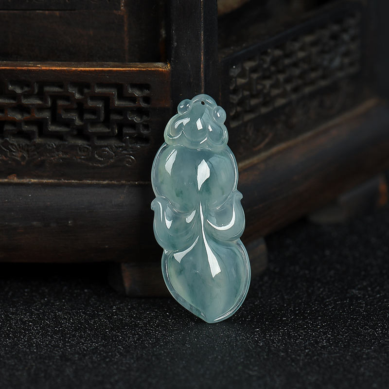 糯冰种飘花翡翠金玉满堂吊坠-红掌柜