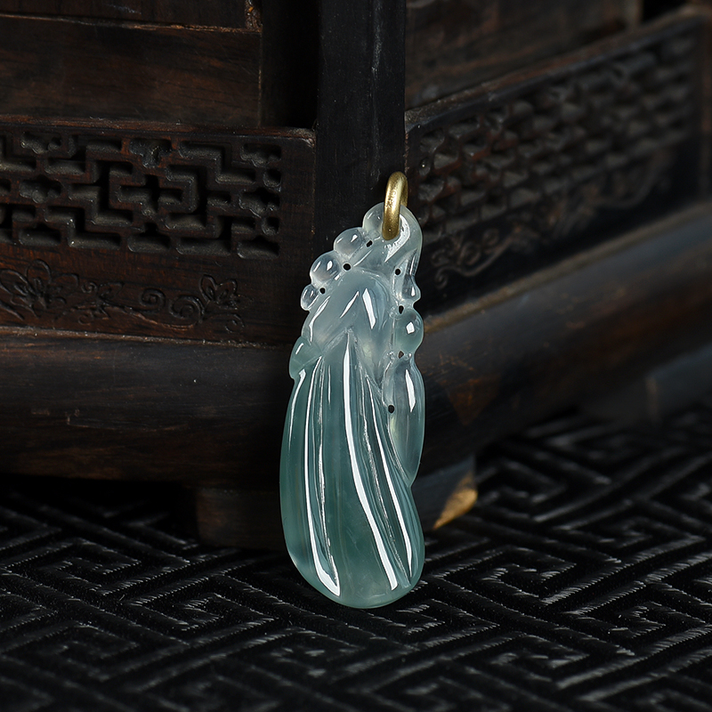 糯冰种翡翠莲蓬吊坠-红掌柜