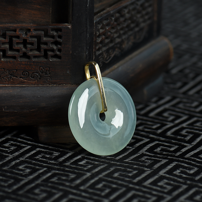 糯冰种淡晴水翡翠平安扣吊坠-红掌柜