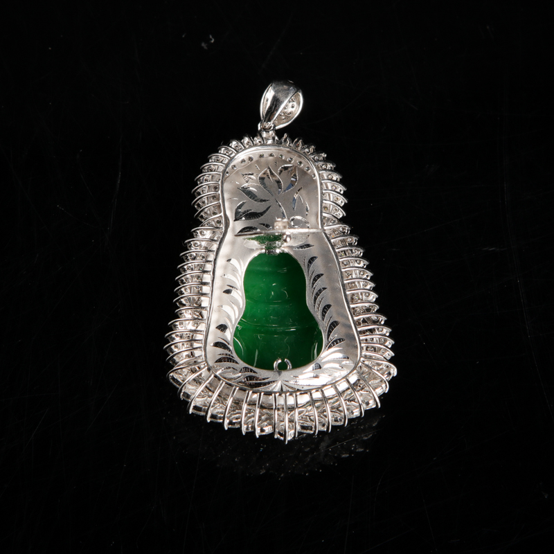 18k糯种翠绿翡翠吊坠-红掌柜