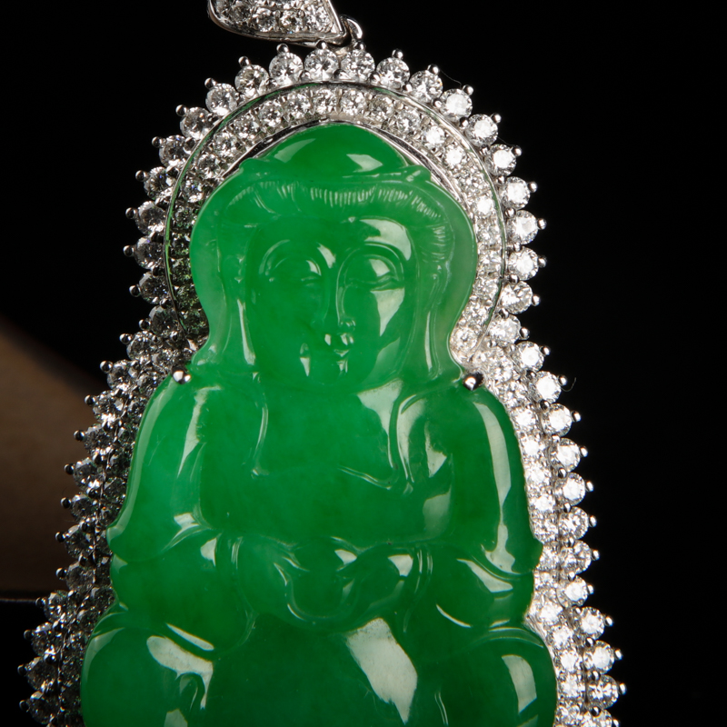 天然翡翠观音吊坠-红掌柜