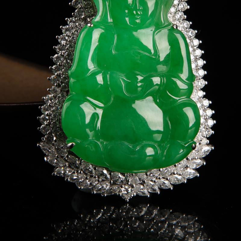 缅甸翡翠观音吊坠-红掌柜