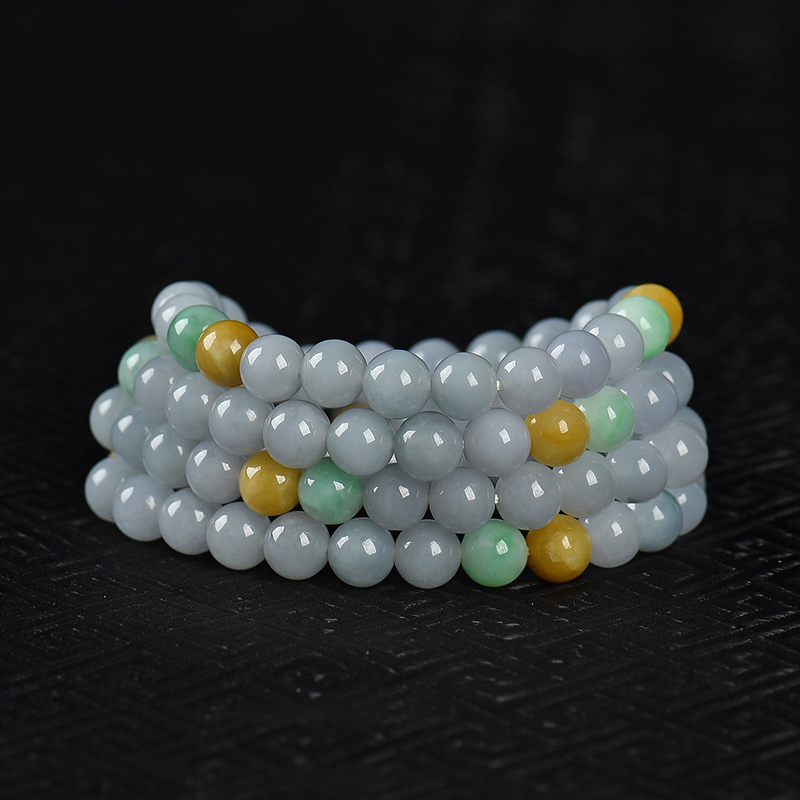 8mm糯种翡翠多圈手串-红掌柜