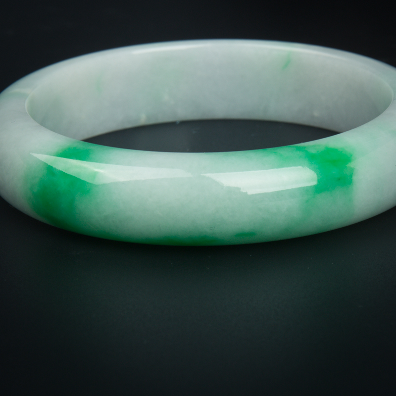 56.5mm糯种天然飘翠翡翠手镯-红掌柜