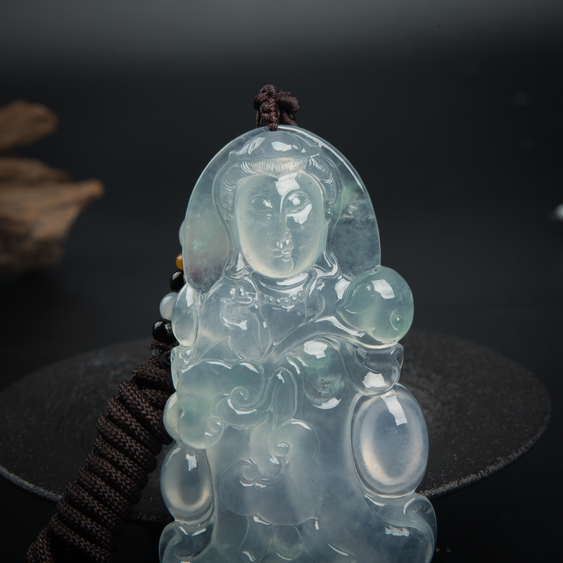 天然翡翠观音吊坠-红掌柜