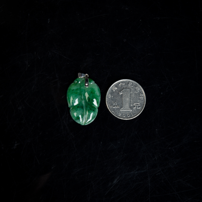 18k糯种飘翠翡翠金枝玉叶吊坠-红掌柜