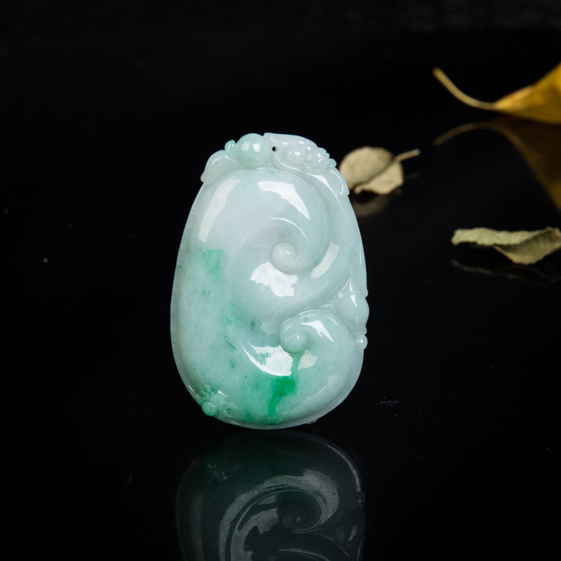 翡翠知足如意吊坠-红掌柜