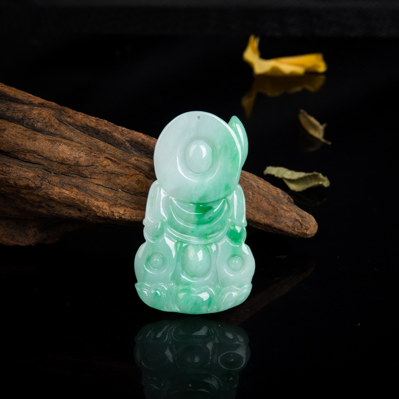 糯种翡翠观音吊坠-红掌柜