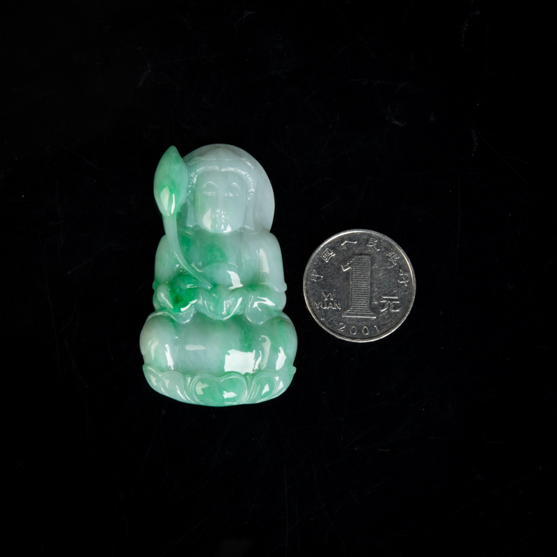 天然糯种飘翠翡翠观音吊坠-红掌柜