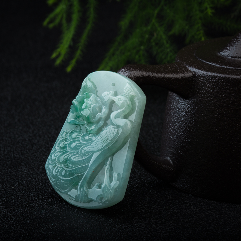 飘花翡翠花开富贵吊坠-红掌柜